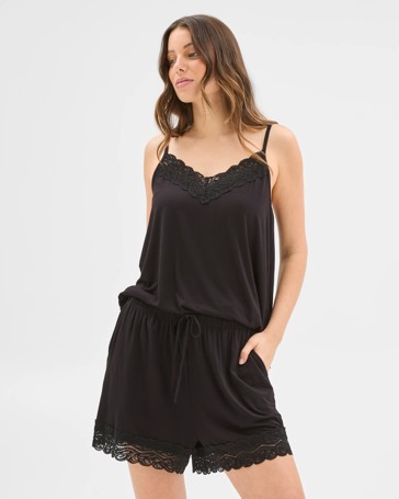Womens Soft Comfort Bamboo Sleep Lace Shorts
