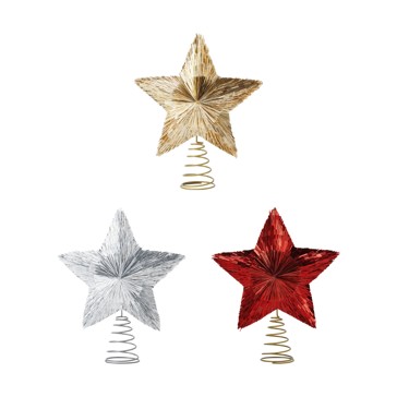 Tinsel Star Tree Topper, Assorted - Anko