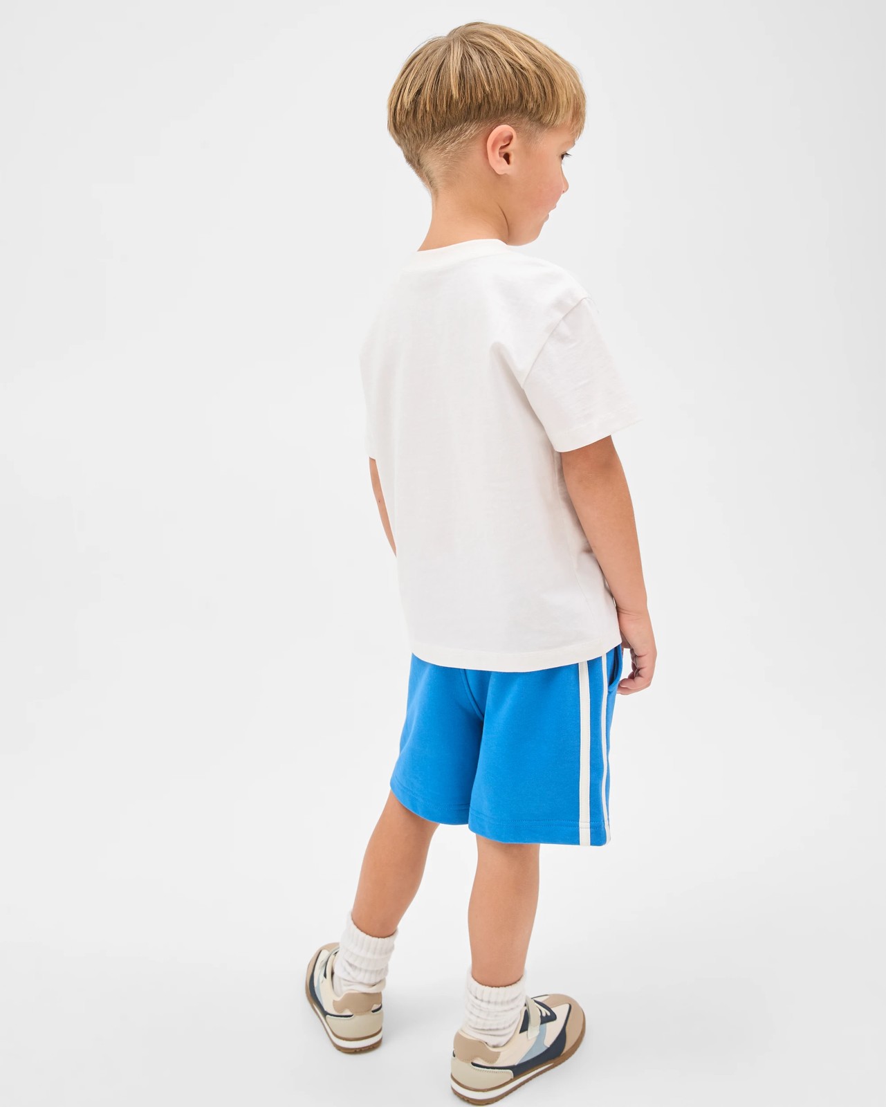 Australian Cotton Blend Elastic Waist Shorts - Blue 5 of 5