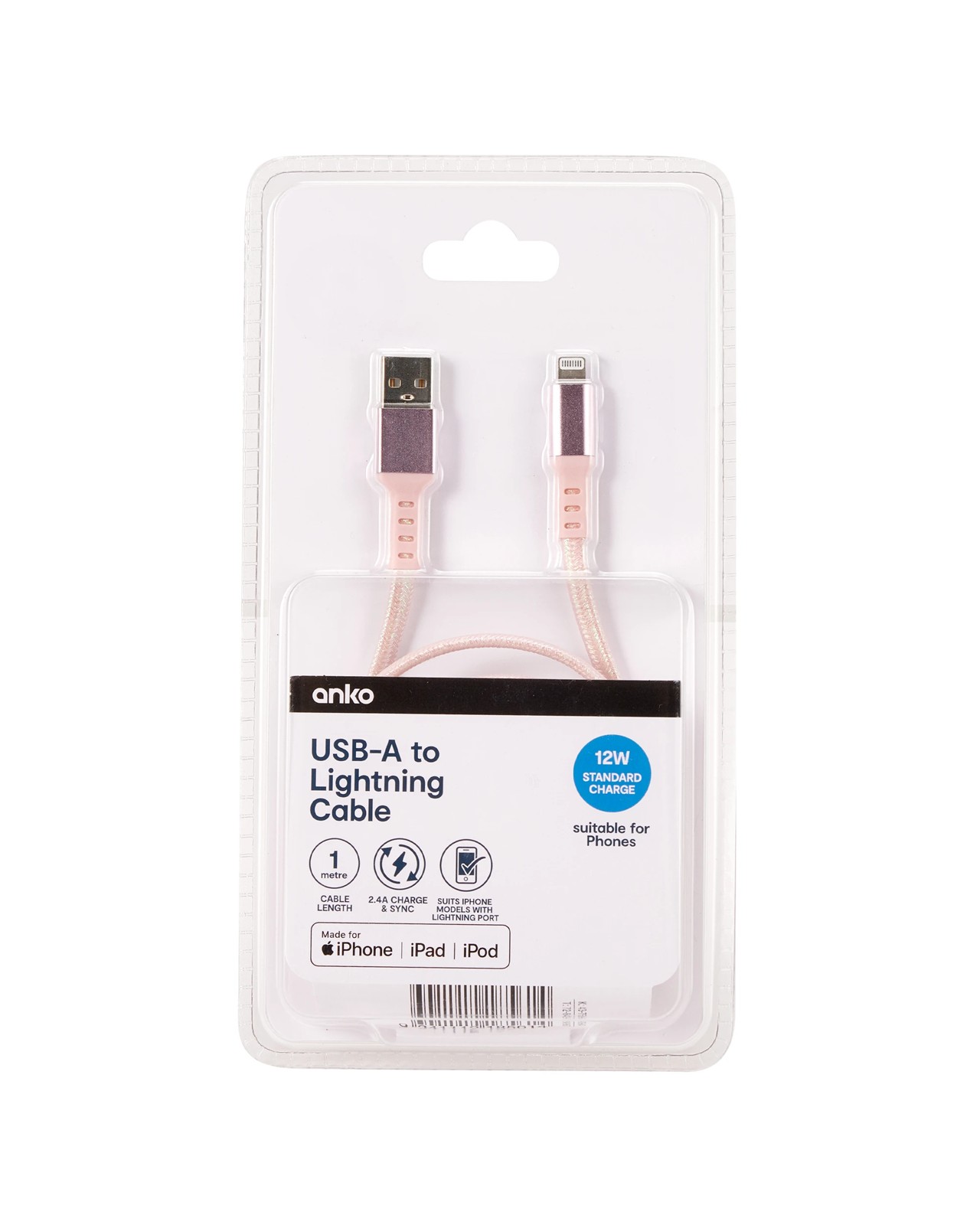 Anko USB-A to Lightning Cable - Pink 5 of 6