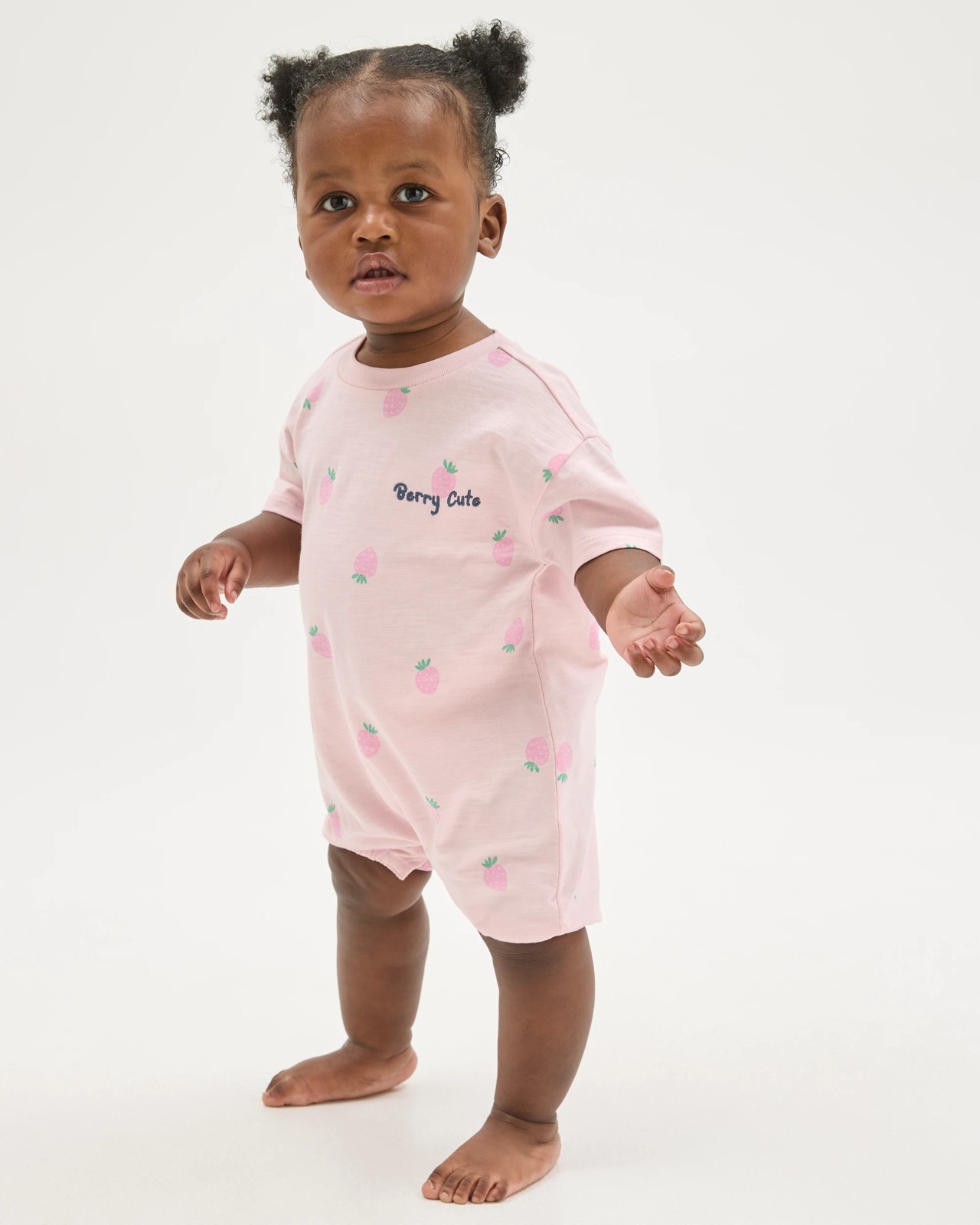 Baby Organic Cotton Slouchy Romper - Strawberry Pink 2 of 6