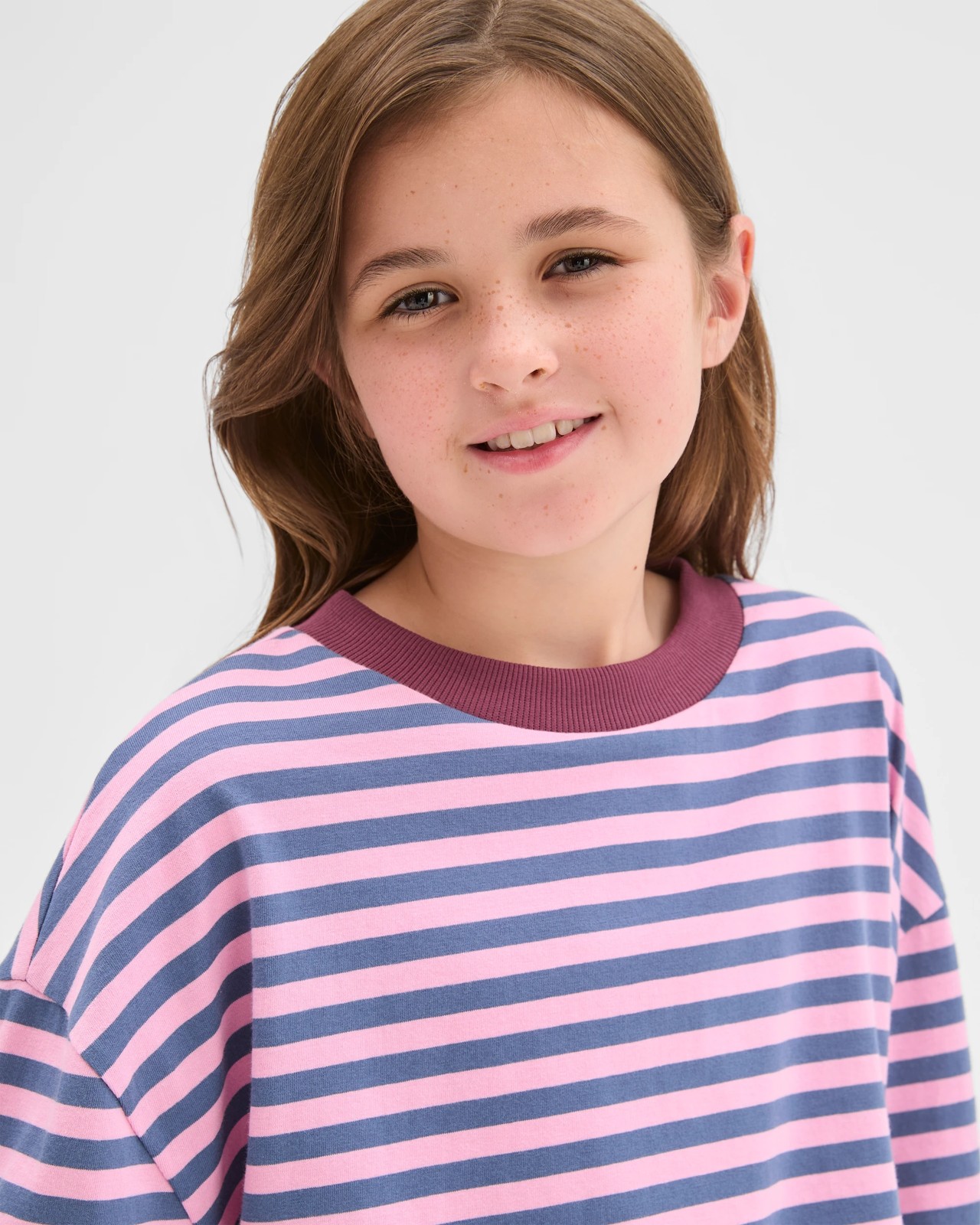 Australian Cotton Long Sleeve T-Shirt - Pink / Navy 4 of 5