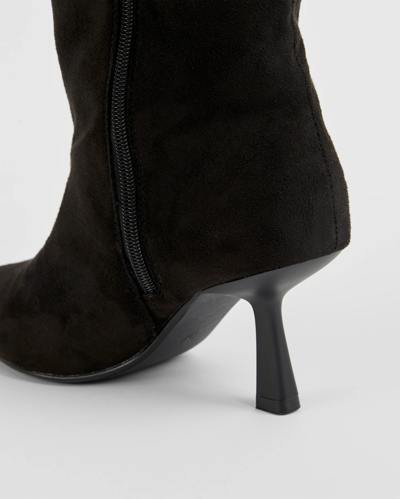 Low Heel Long Boot - Scarlet - Scrunched Black FX Suede 3 of 3