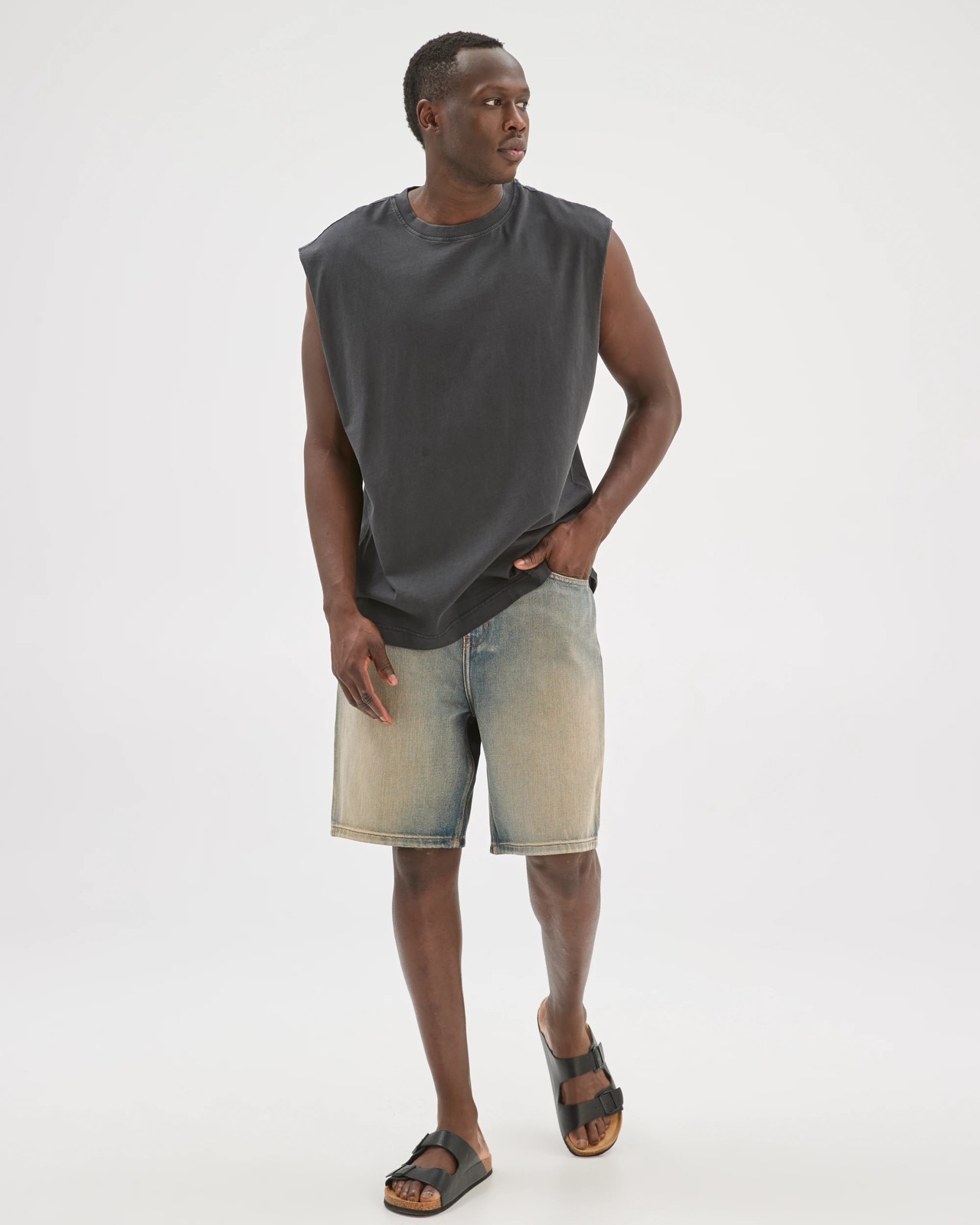 Commons Australian Cotton Heavyweight Muscle Tank Top - Washed Black 2 of 6