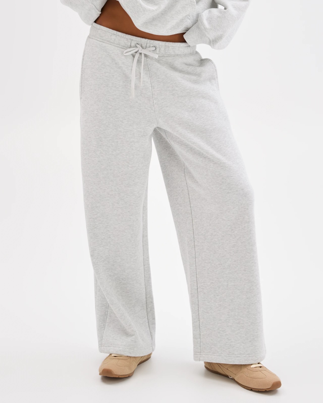 Lily Loves Australian Cotton Blend Wide Leg Trackpants - Silver Marle 2 of 5