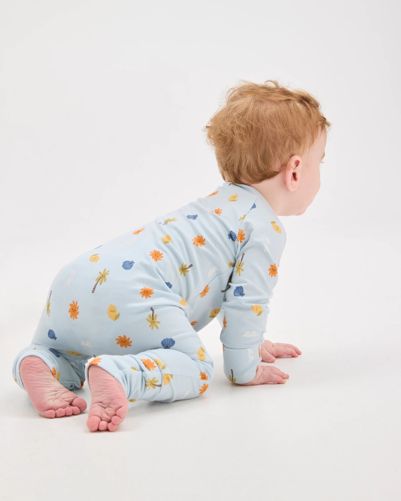 Baby Organic Cotton Zip Front Footless Coverall - Blue Sea Icon 3 of 6