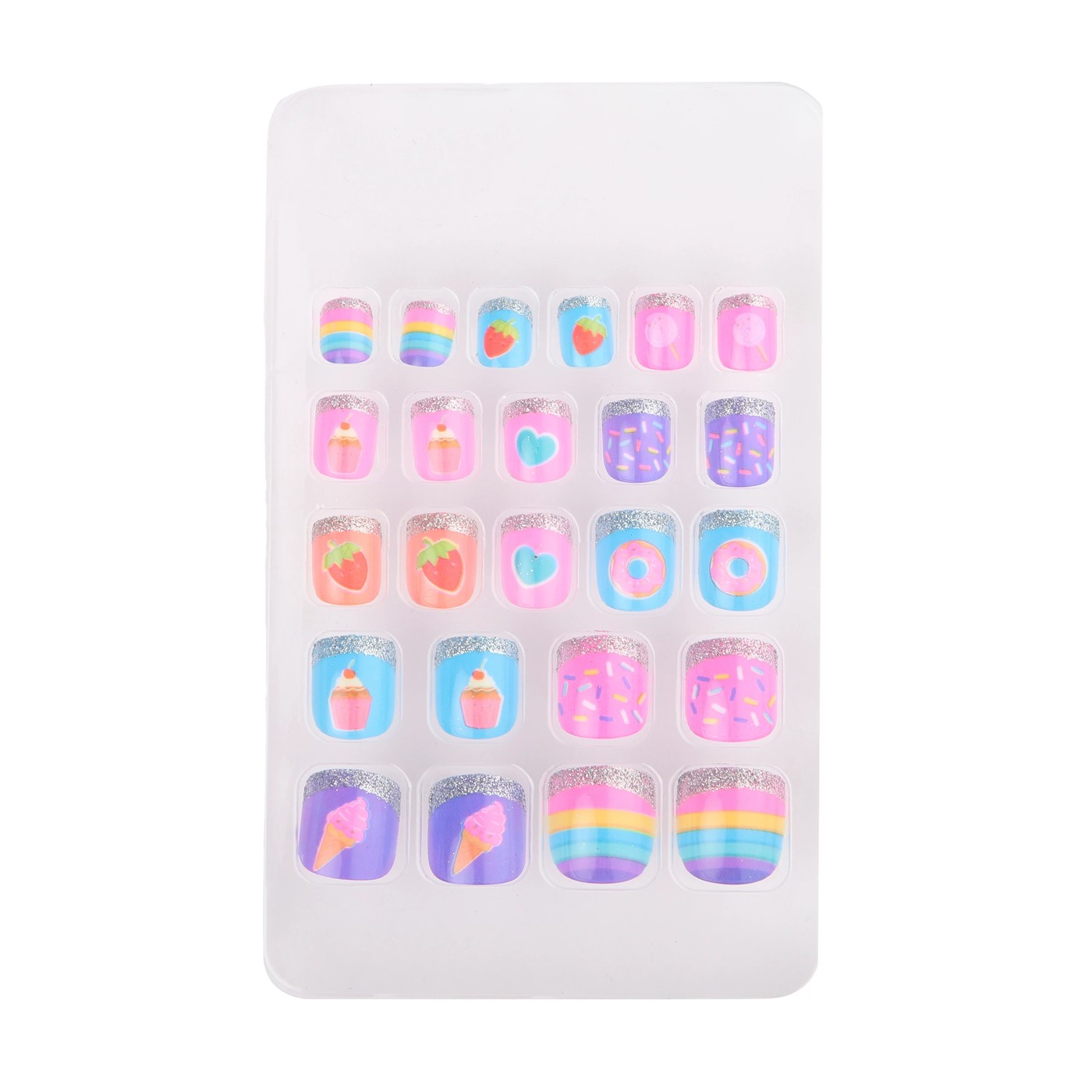 BYS Mini Me 24 Pack Press on Nails - Fun-dae Sweets, Square Shape 2 of 2