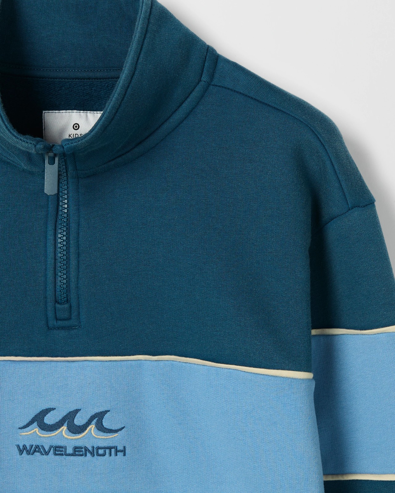 Australian Cotton Blend Heavyweight Quarter Zip Jumper - Blue 2 of 2