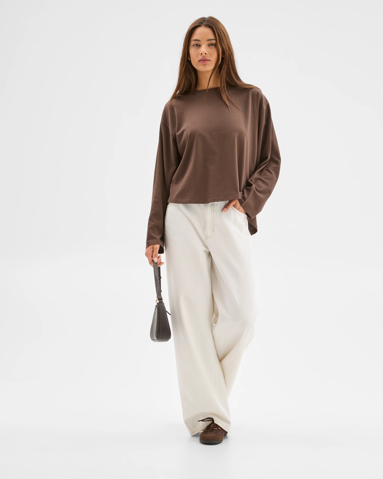 Lily Loves Australian Cotton Dolman Sleeve T-Shirt - Bark 2 of 5