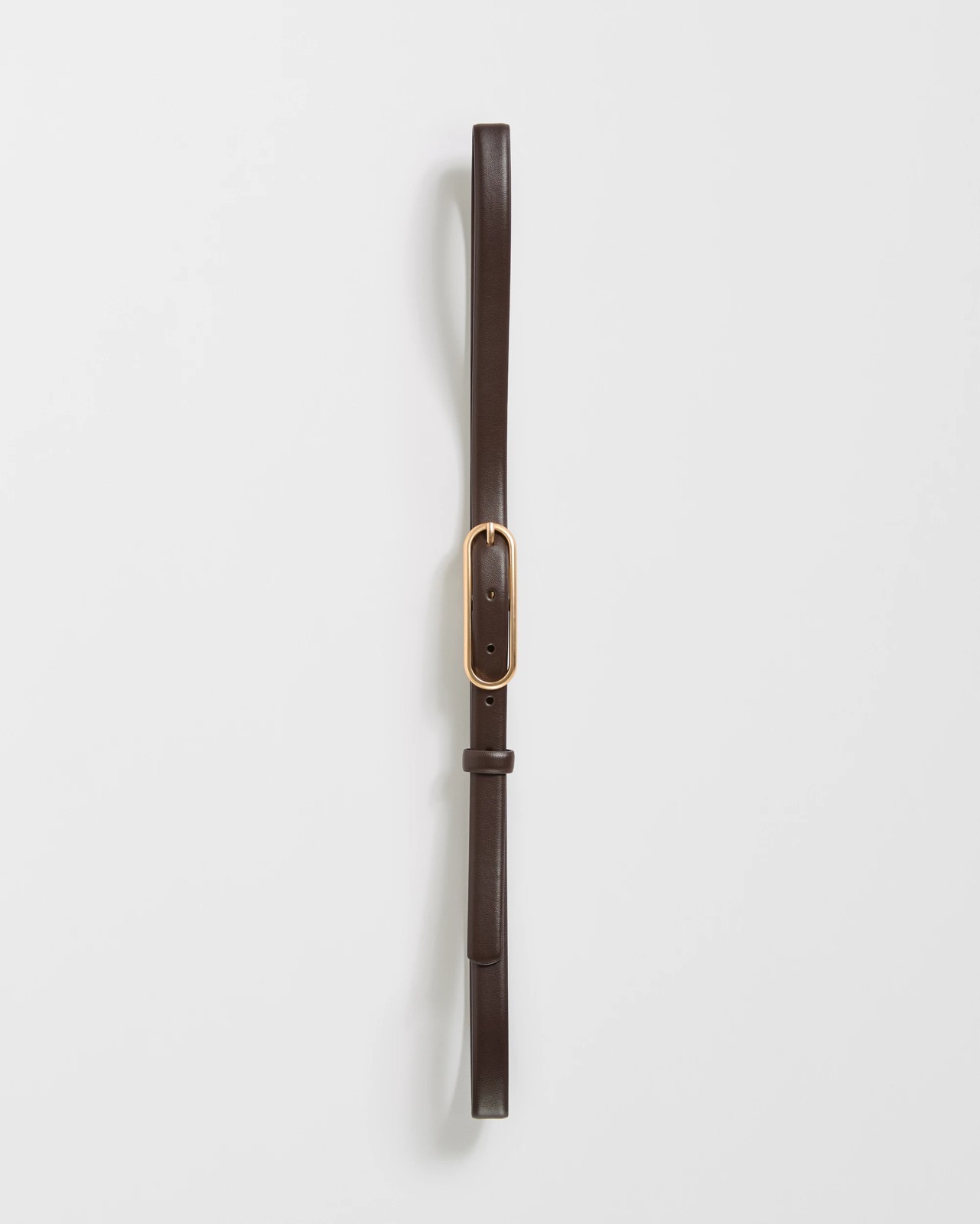 Elongated Oval Buckle Slim Belt - Chocolate 2 of 3