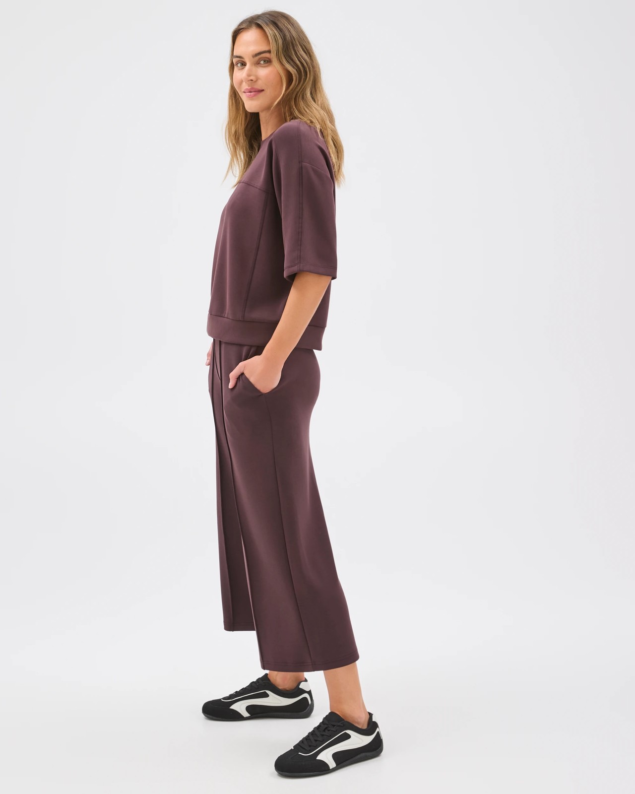Active Summer Movement Yoga Culotte Pants - Raisin 2 of 6