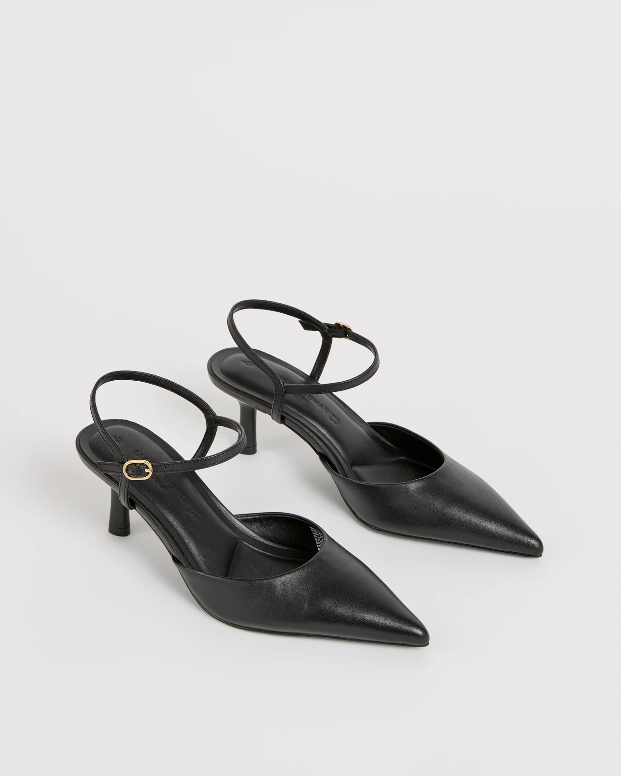Genuine Suede Leather Point Toe Ankle Strap Heels - Black 2 of 3