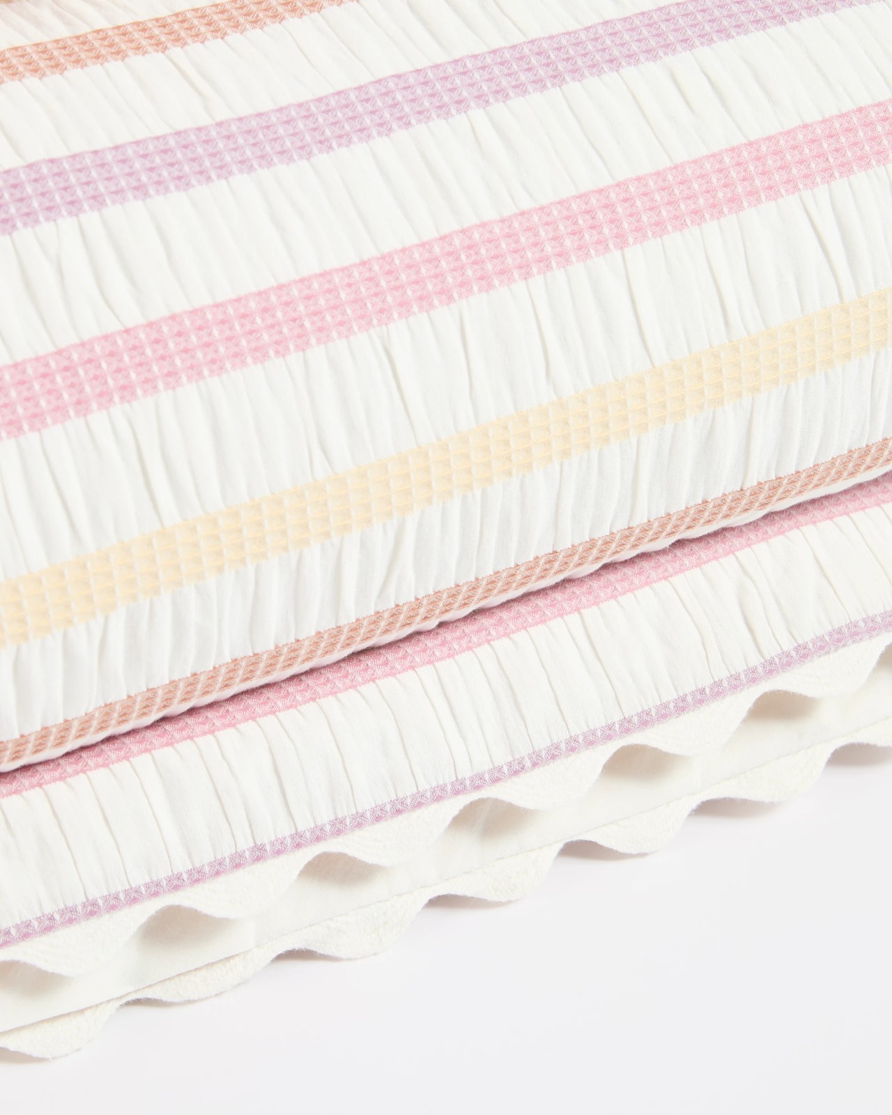 Frankie Waffle Stripe Seersucker Kids Quilt Cover Set 6 of 6
