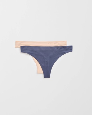 Lily Loves 2 Pack Seamfree Embossed G-String Briefs