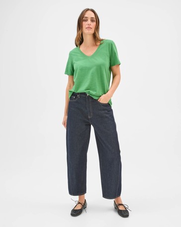 Australian Cotton Slub Relaxed V-Neck T-Shirt