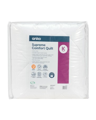 Medium Warmth Supreme Comfort Quilt, King Bed - Anko