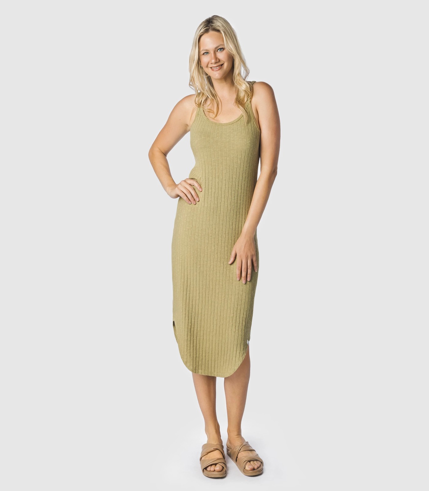 Piping Hot Jersey Scoop Midi Dress