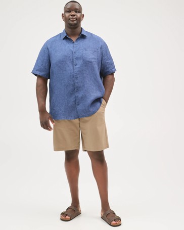 Plus Size European Linen Short Sleeve Shirt