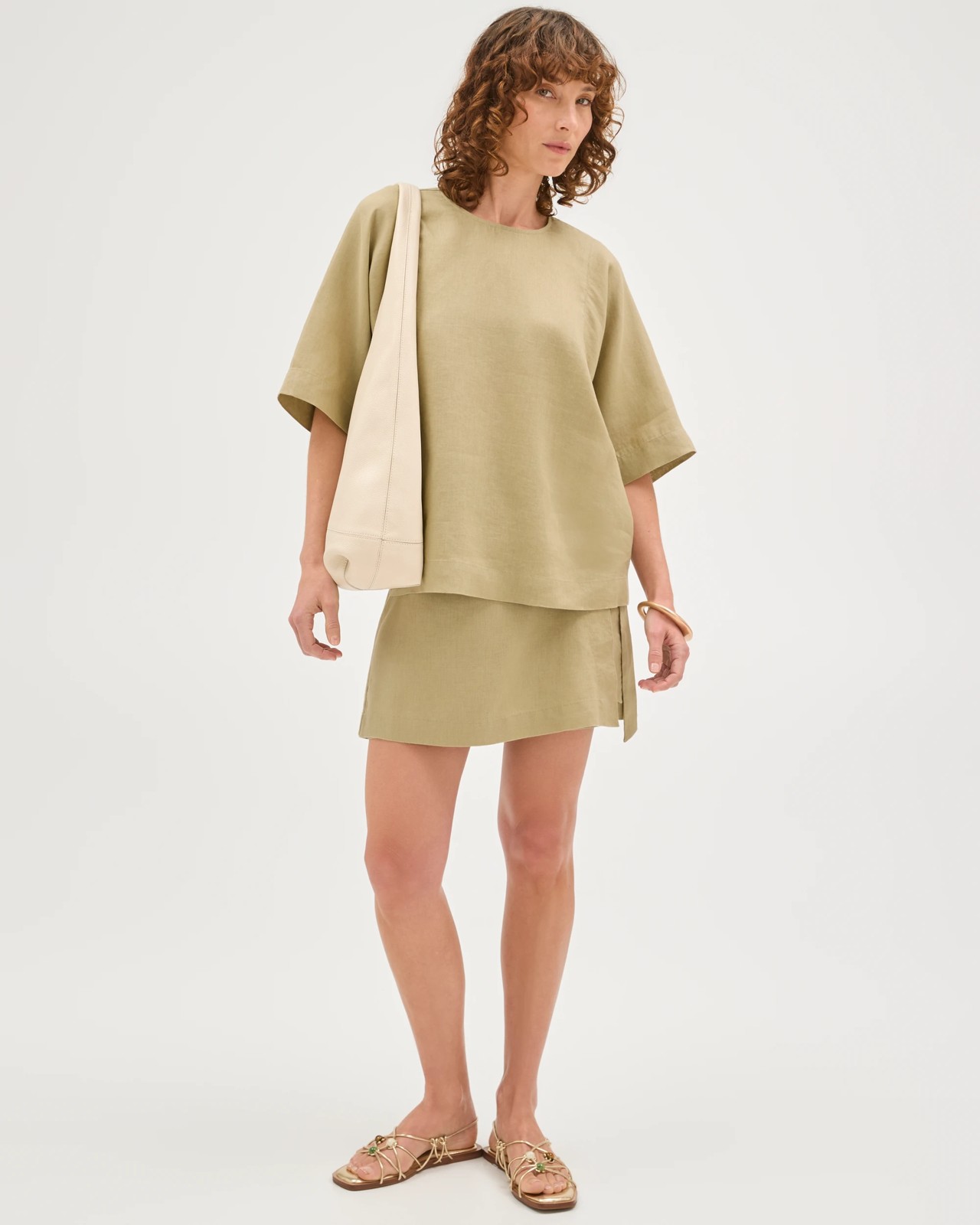European Linen Mini Skort - Crushed Leaf 2 of 6