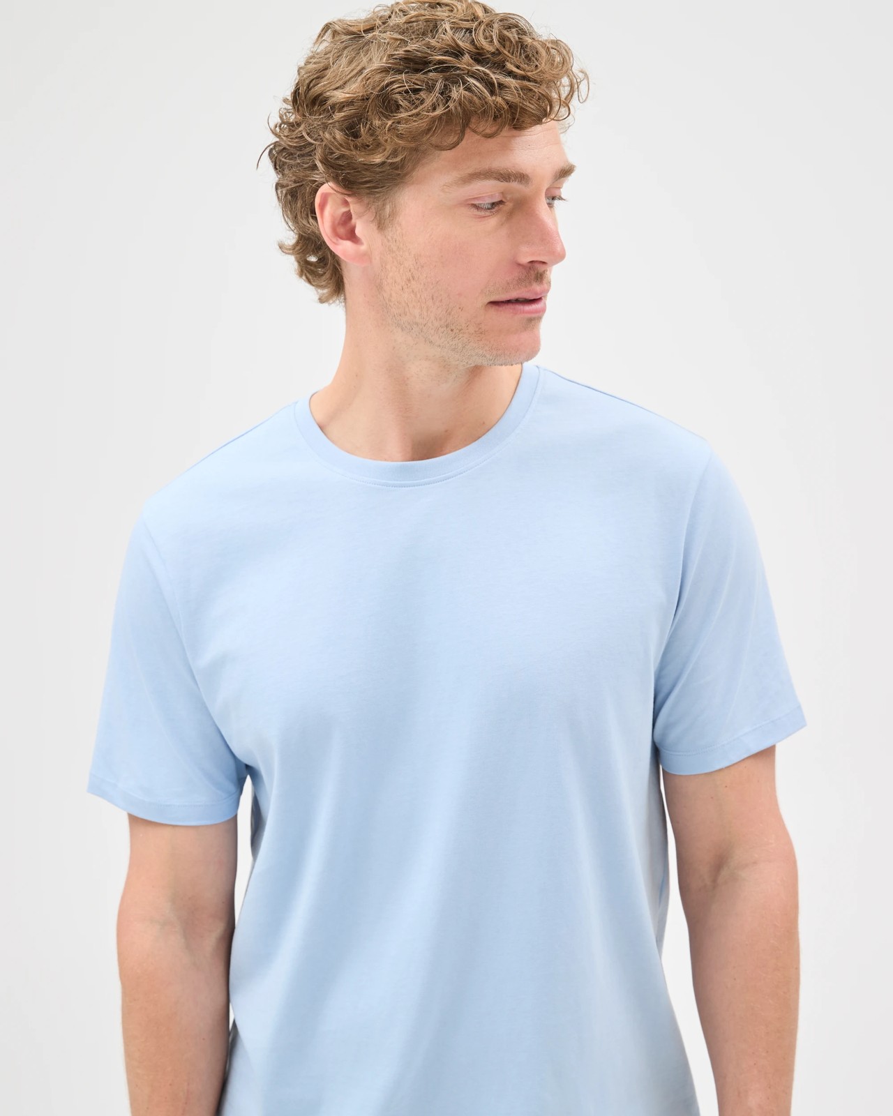 Australian Cotton Crew Neck T-Shirt - Chambray Blue 5 of 6