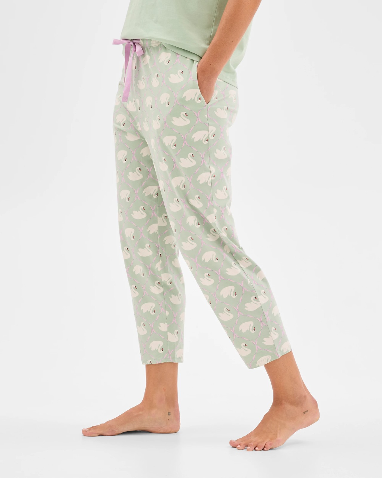 Australian Cotton 7/8 Length Jersey Sleep Pants 4 of 6