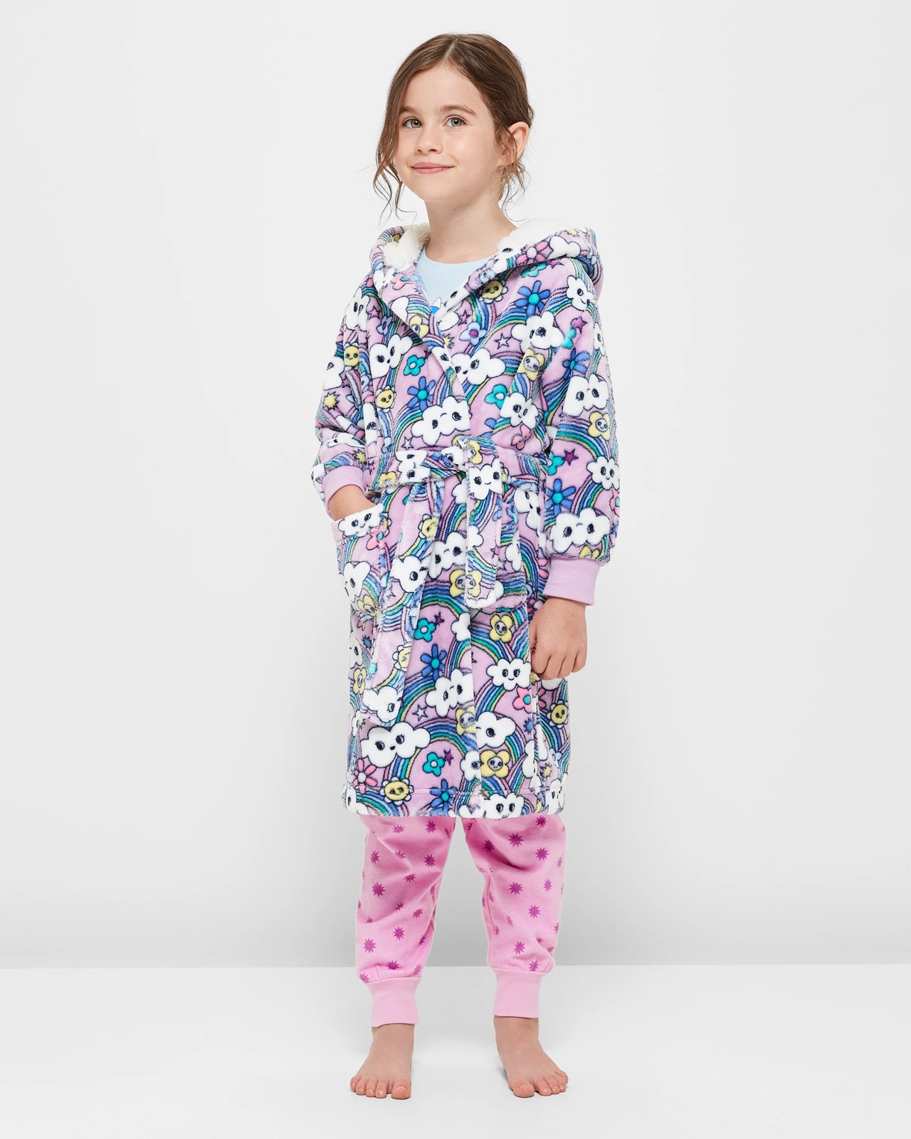 Girls Fleece Rainbow Cloud Dressing Gown Target Australia