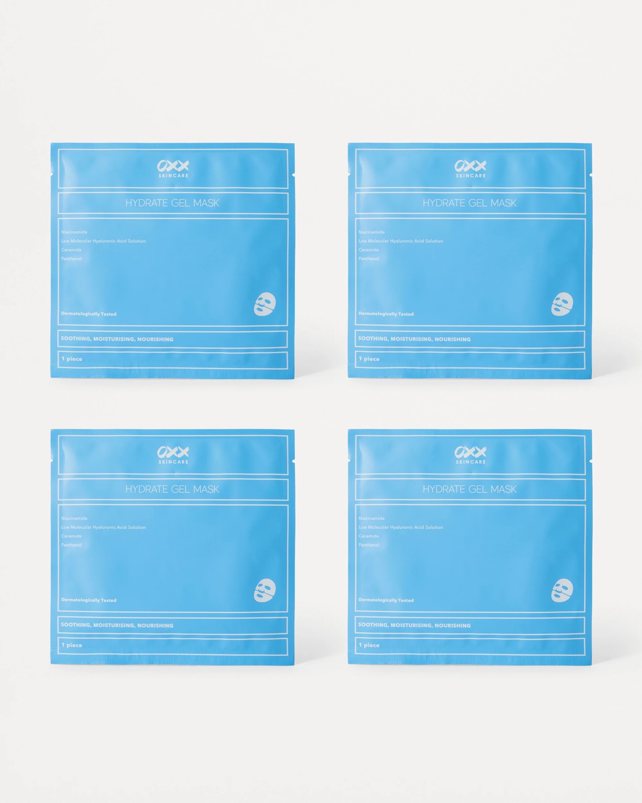 OXX Skincare 4 Pack Hydrate Gel Masks - Niacinamide - Low Molecular Hyaluronic Acid Solution - Ceramide and Panthenol 2 of 4