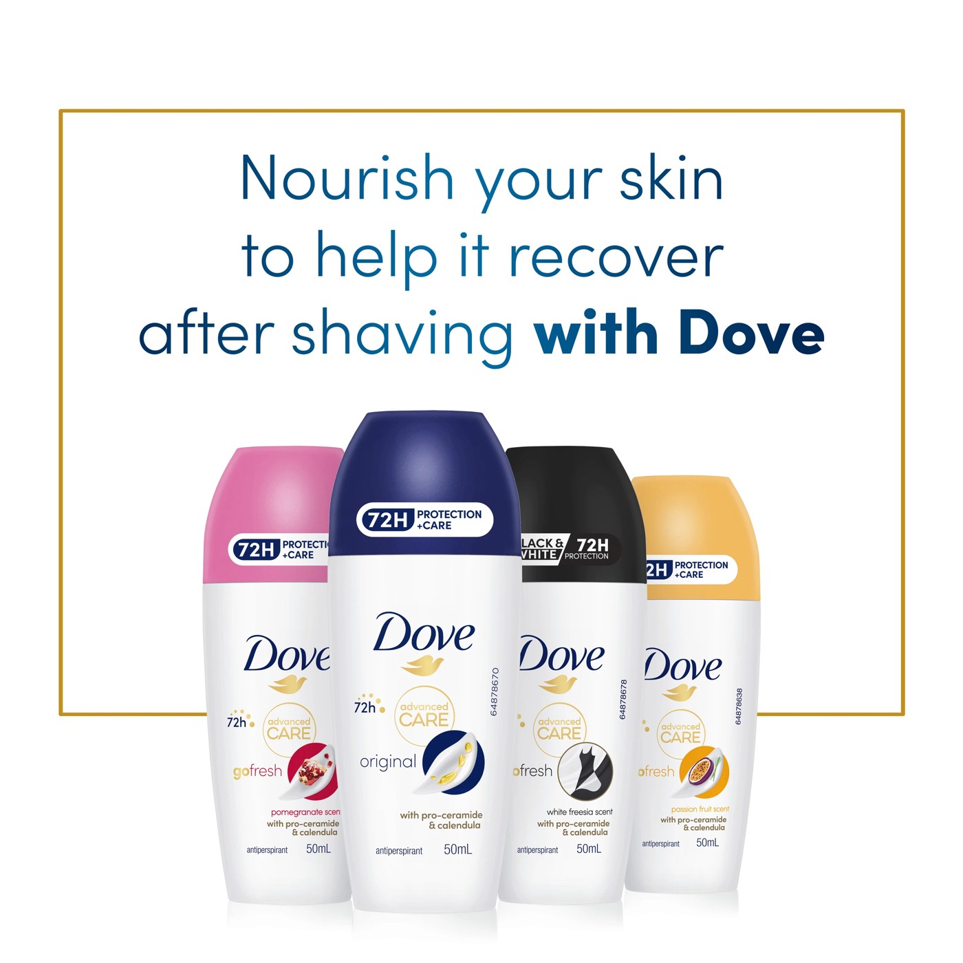 Dove Advanced Care Original Antiperspirant Deodorant Roll-On 50ml - Pro-Ceramide and Calendula 2 of 2