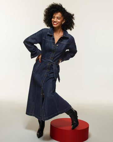 Petites Midi Denim Shirt Dress