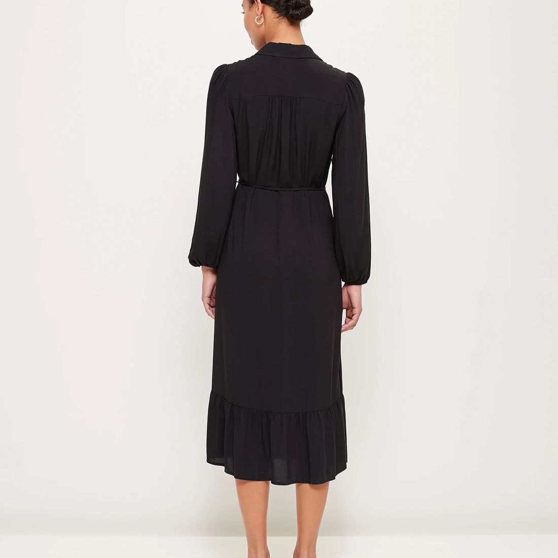 Long Sleeve Button Through Dress - Preview - Black | Target Australia