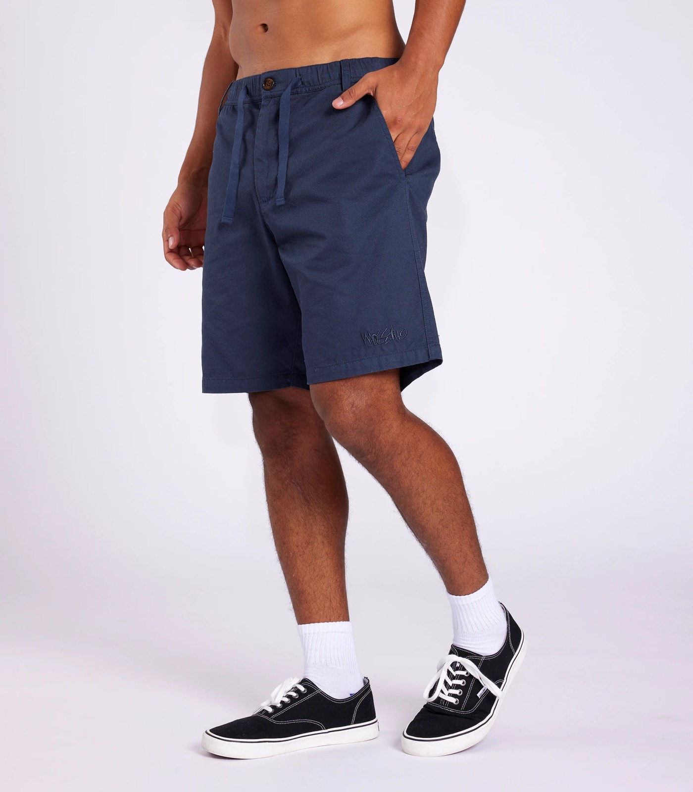 ASOS DESIGN slim chino shorts in navy