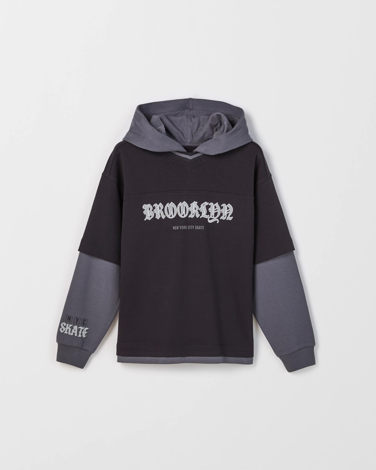 Australian Cotton Blend Long Sleeve Hooded T-Shirt - Black 5 of 6