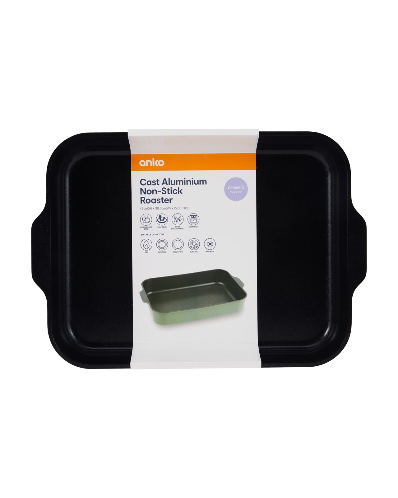 Anko Cast Aluminium Non-Stick Roaster - Green 6 of 6