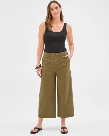 Australian Cotton Blend Stretch Twill Cropped Pants