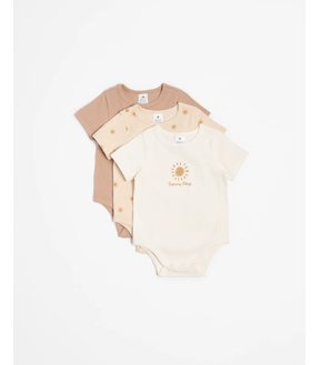 Baby Organic Cotton Print Rib Bodysuit 3 Pack