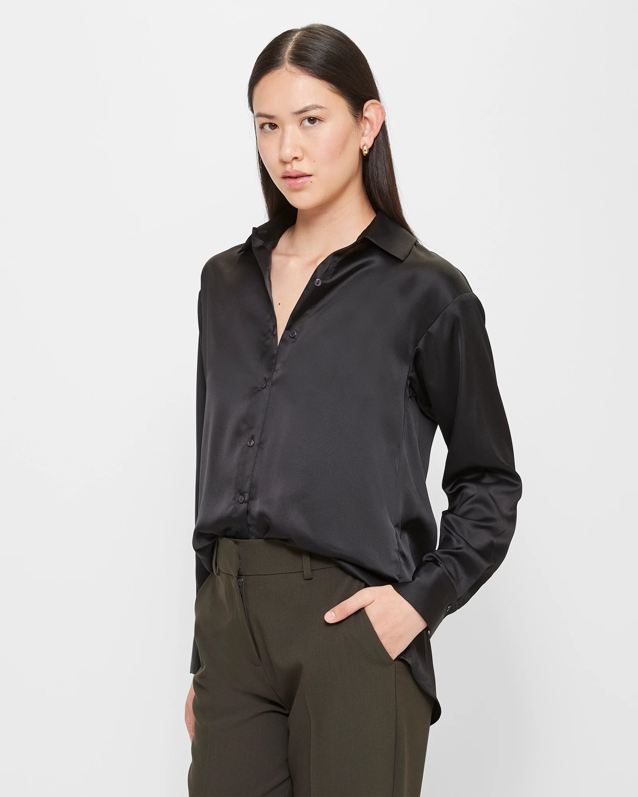 Long Sleeve Satin Shirt - Preview | Target Australia