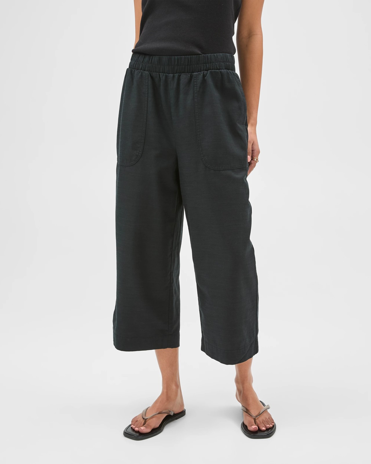 Slub Cropped Pants - Black 4 of 5
