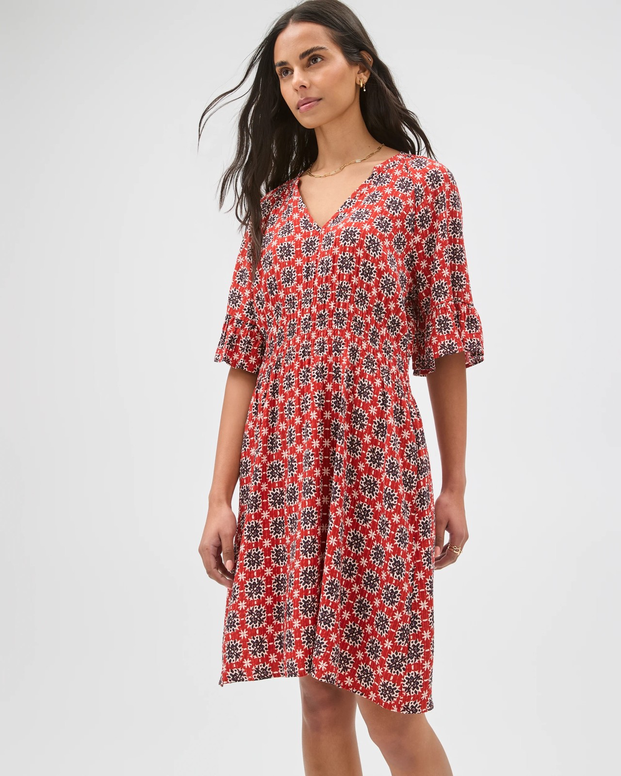 Short Sleeve Frill Detail Mini Dress 2 of 6