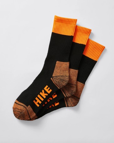3 Pack Work Technology Hike Socks - Orange