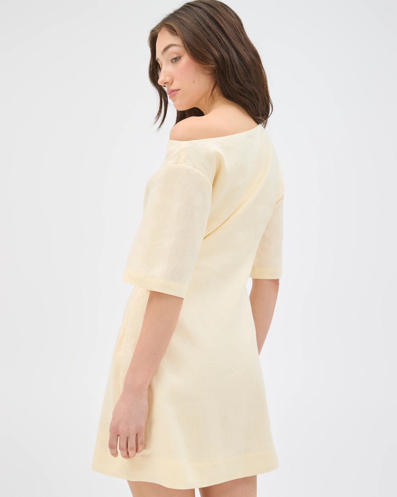 Lily Loves European Linen Off Shoulder Mini Dress - Butter 5 of 5