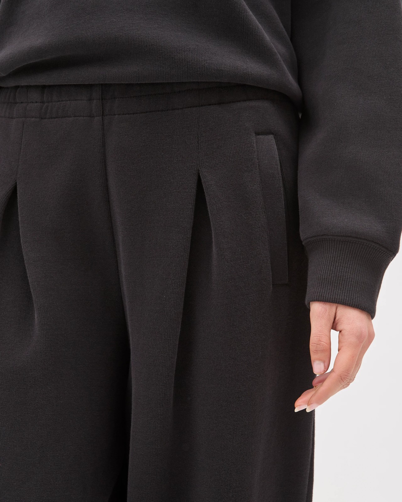 Active Australian Cotton Blend Sueded Rib Barrel Leg Pants - Black 3 of 6