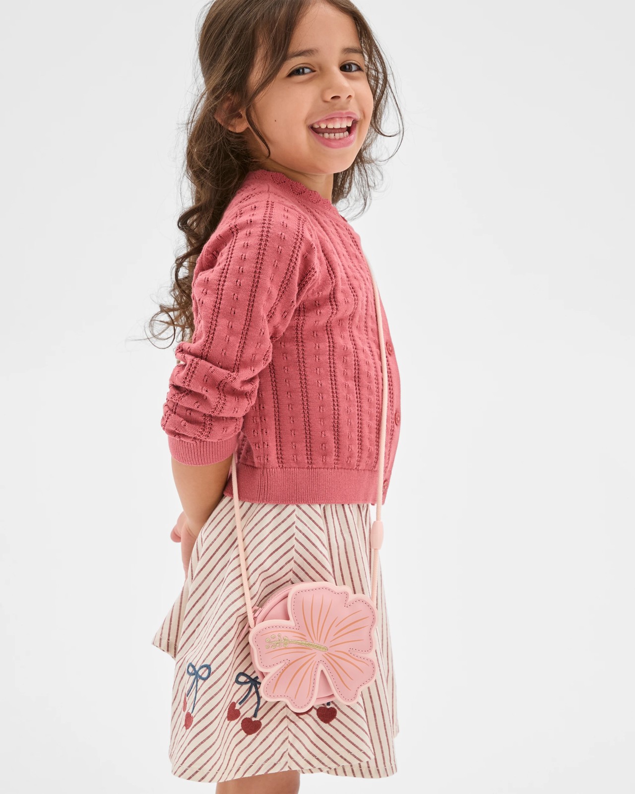 Australian Cotton Knit Cardigan and Skirt Set - Red 4 of 5