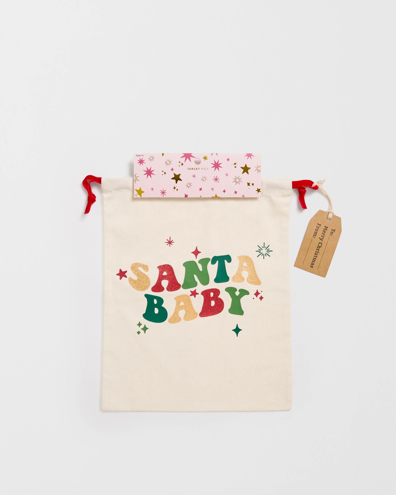 Cotton Santa Baby Drawstring Christmas Bag 4 of 4