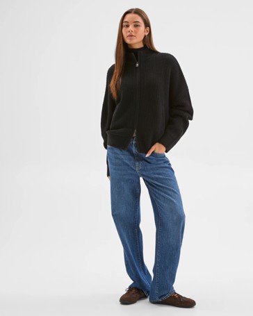 Lily Loves Australian Cotton Blend Zip Through Rib Cardigan