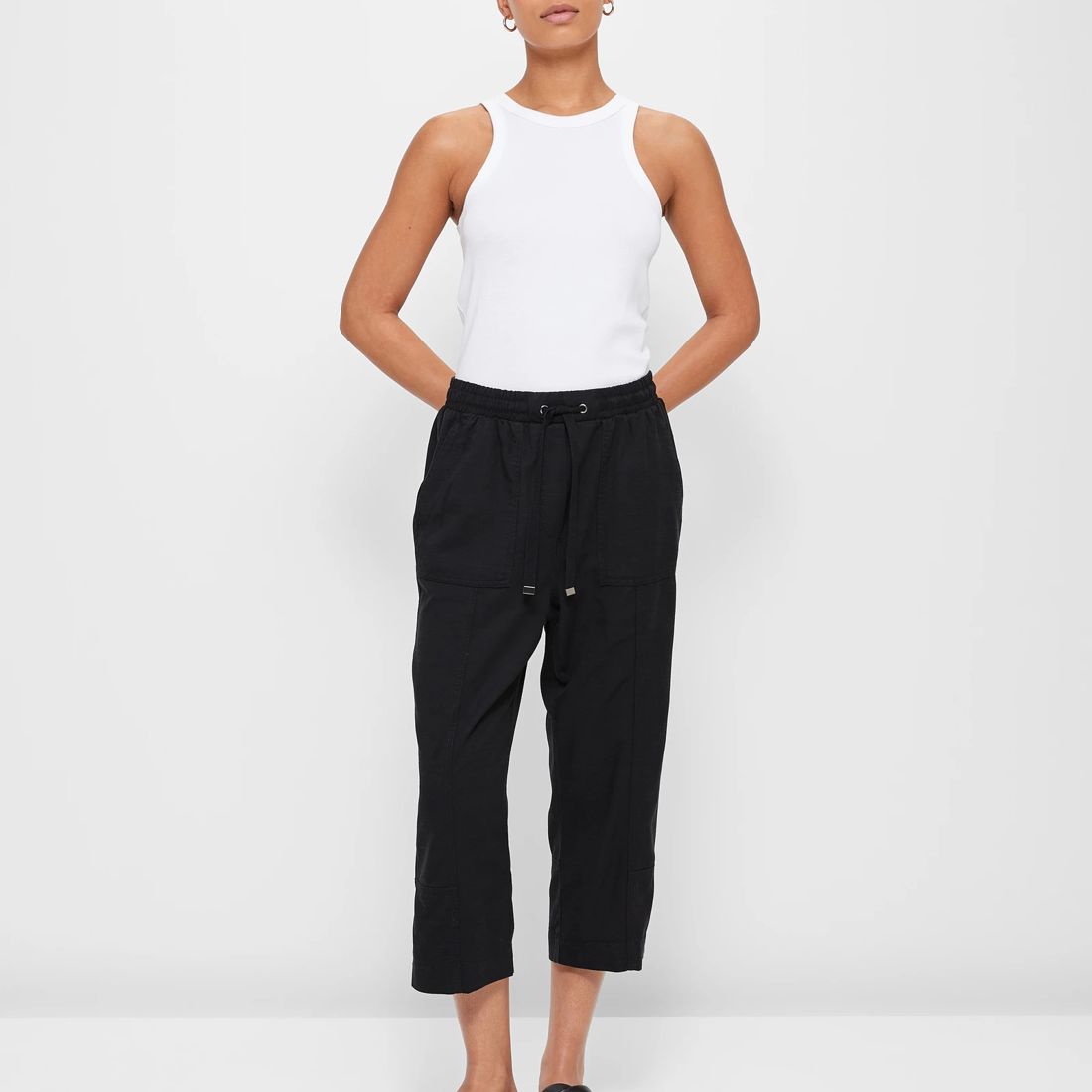 Slub Seam Detail 3/4 Jogger Pants - Black Beauty | Target Australia