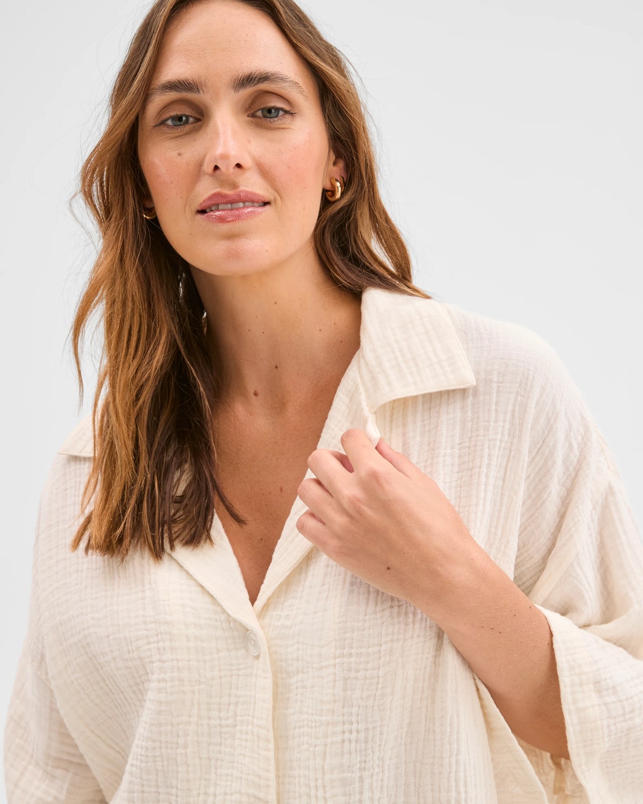 Resort Australian Cotton Oversized Short Sleeve Shirt - White 5 of 5