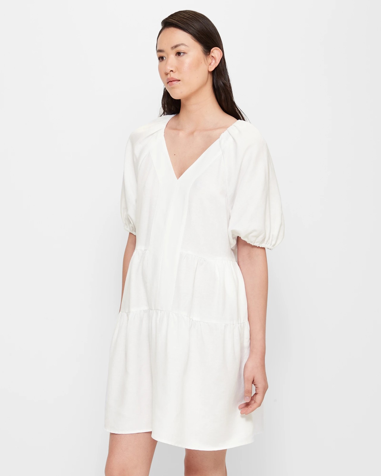 European Linen Blend Blouson Mini Dress - Preview | Target Australia