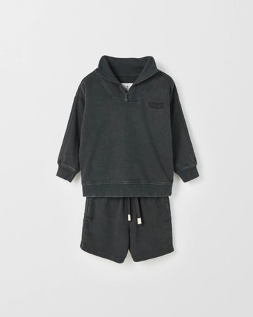 Australian Cotton 1/4 Zip Jumper & Shorts 2 Piece Set