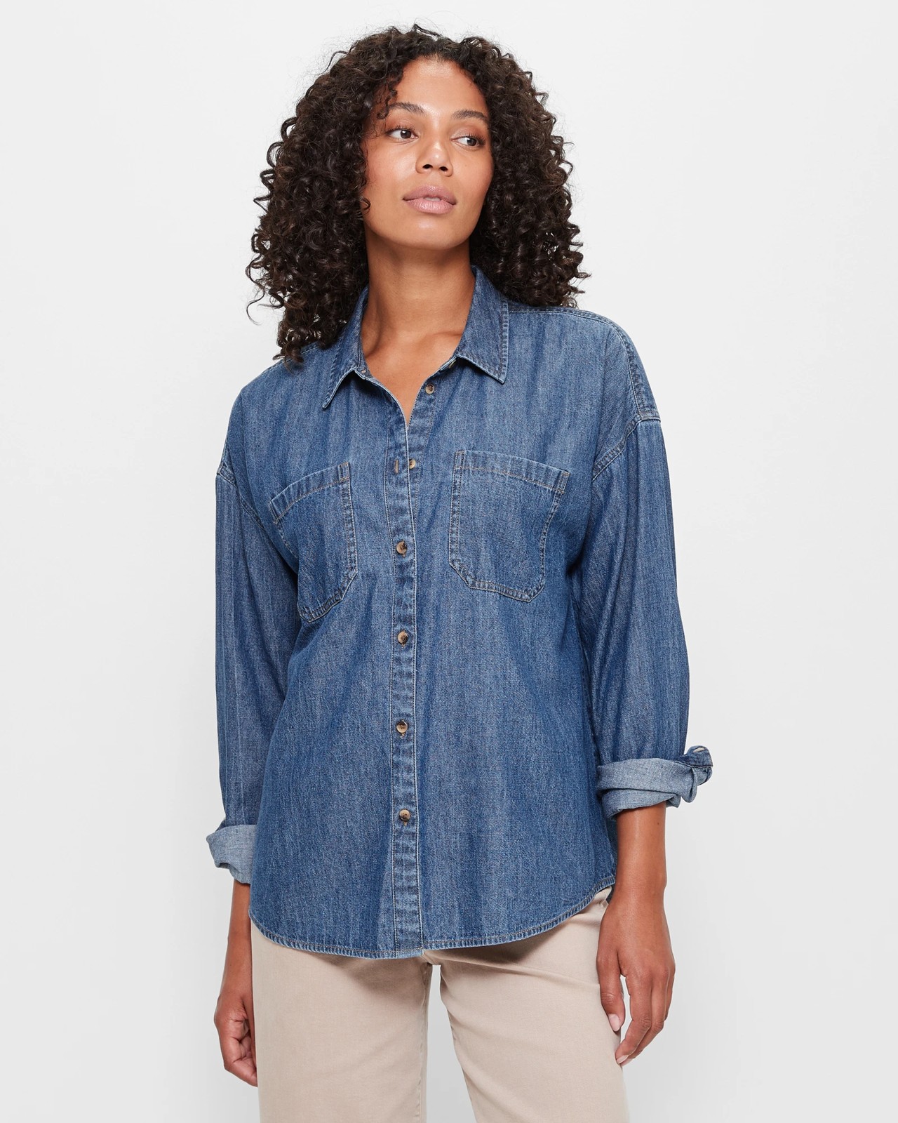 Womens denim hot sale shirt target