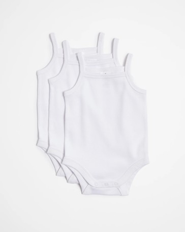3 Pack Baby Organic Cotton Strappy Bodysuit